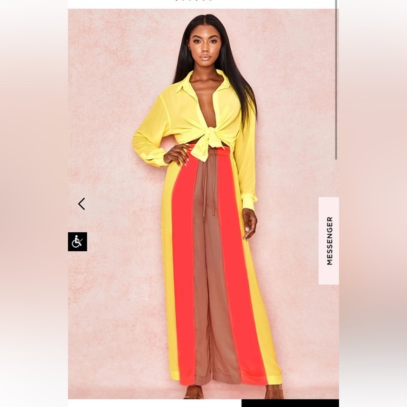 NWT HOUSE of CB MARGOT YELLOW COLOUR BLOCK WIDE LEG TROUSERS